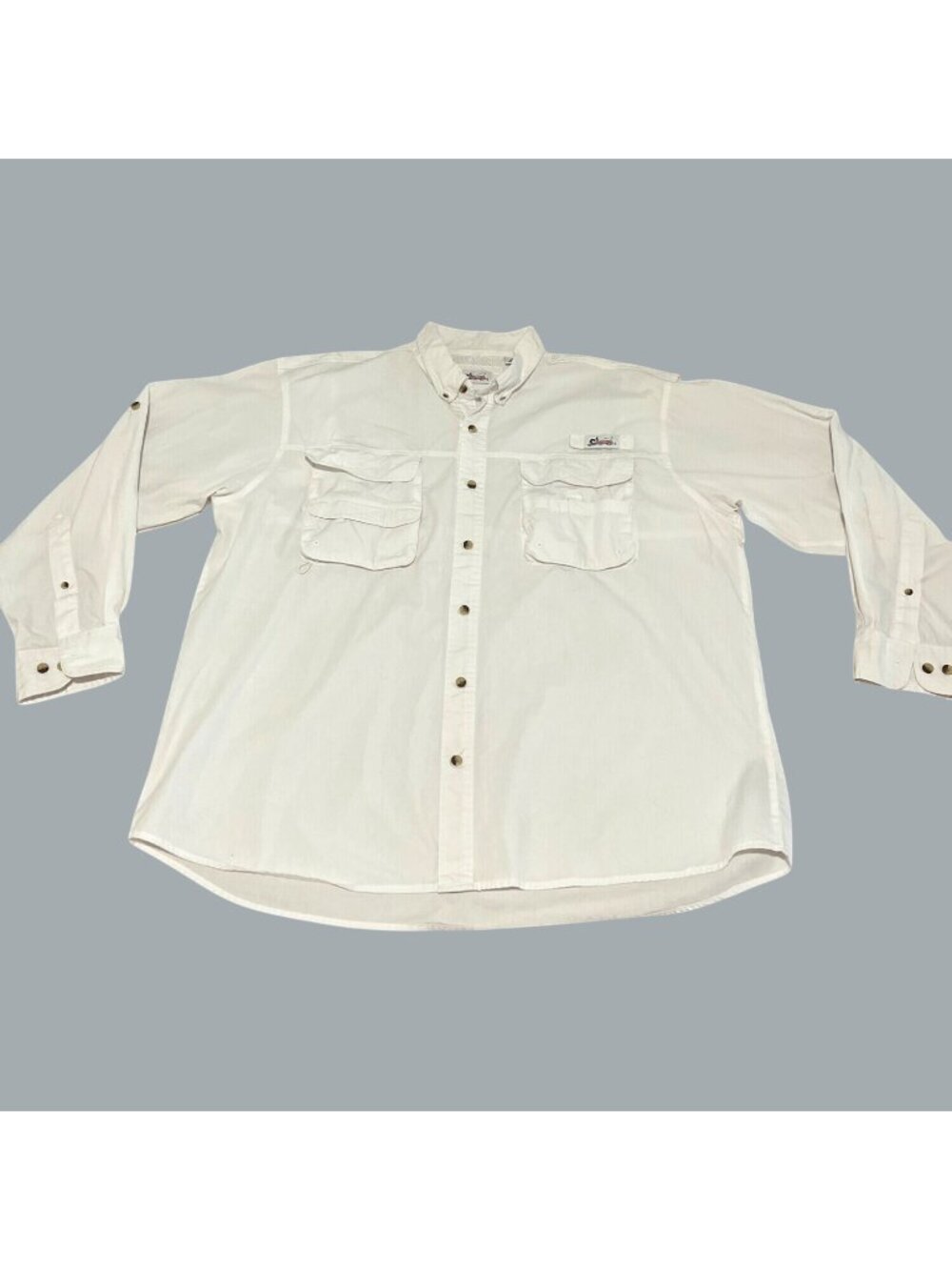 World Wide Sportsman Mens 2XL Vented Fishing Shirt Long Sleeve Beige Big Tall - Picture 2 of 15